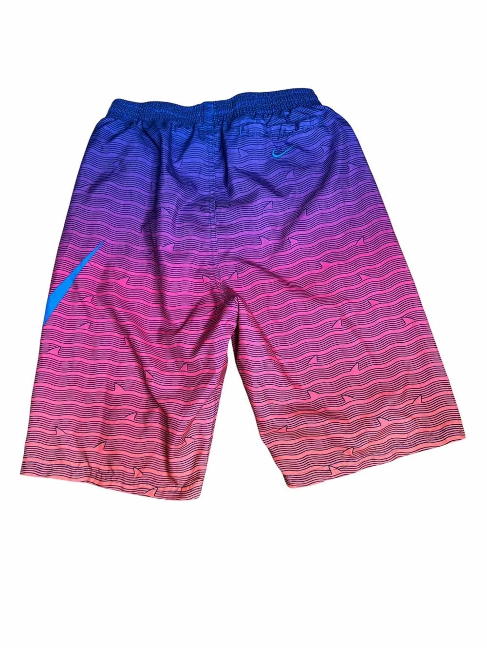 Nike Kids Pink to Purple Gradient Swim Shorts with Blue Swoosh